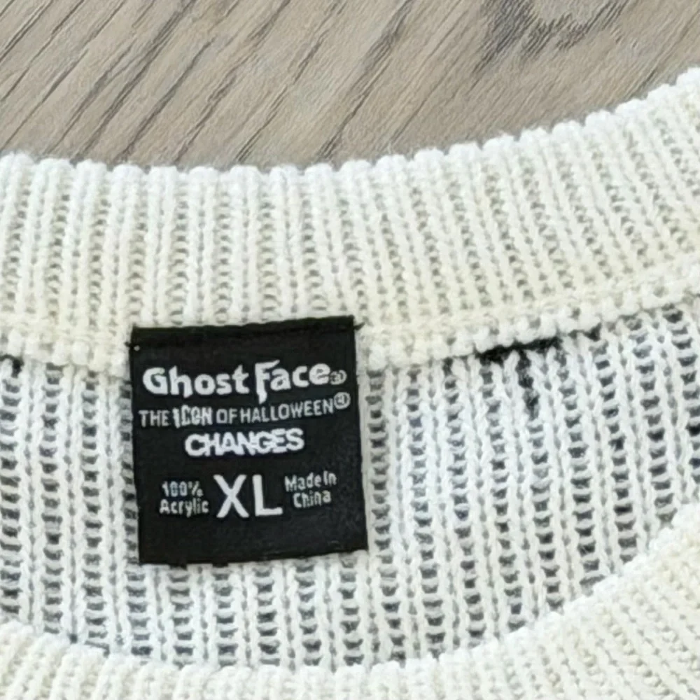 NEW SCREAM Ghost Face Horror Movie Ugly Christmas Sweater Size XL NEW RARE - Picture 5 of 9